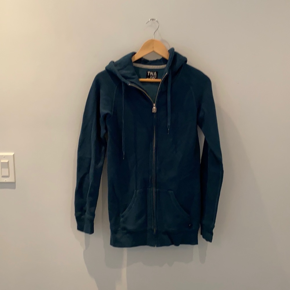 Aritzia TNA dark green long hoodie size XS ladies